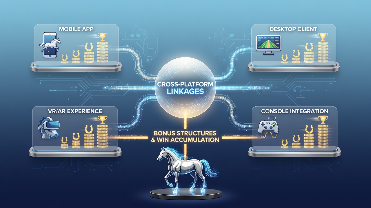Diagram depicting bonus flow between virtual horse racing screens and live sports betting dashboards