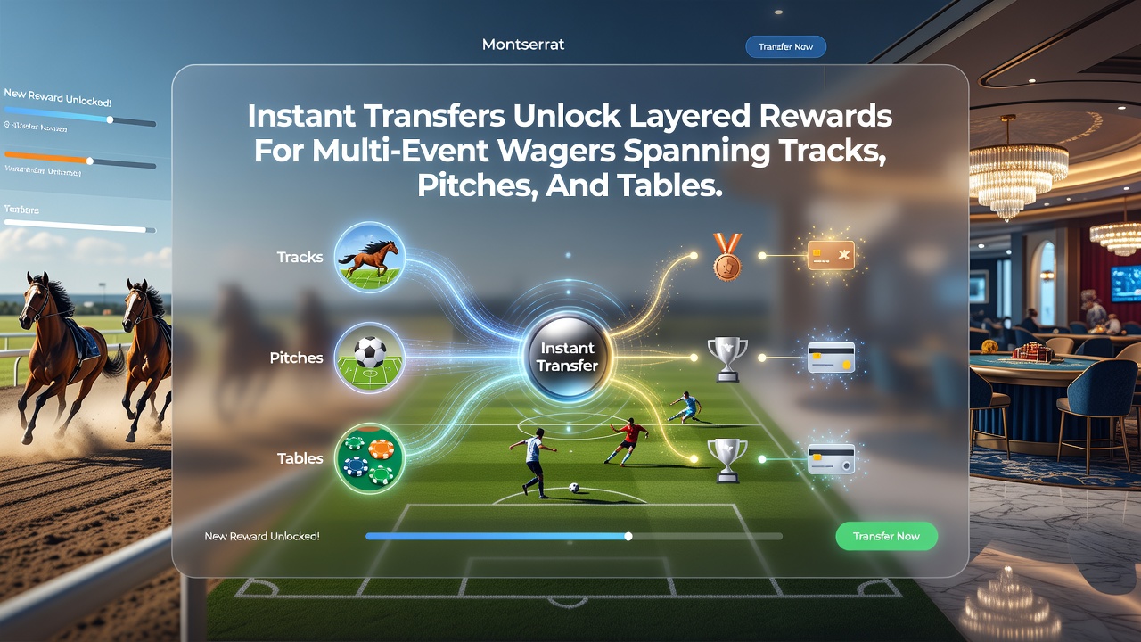 Dashboard view of layered bonus accumulation across horse racing, football, and casino wagers with instant transfer status indicators