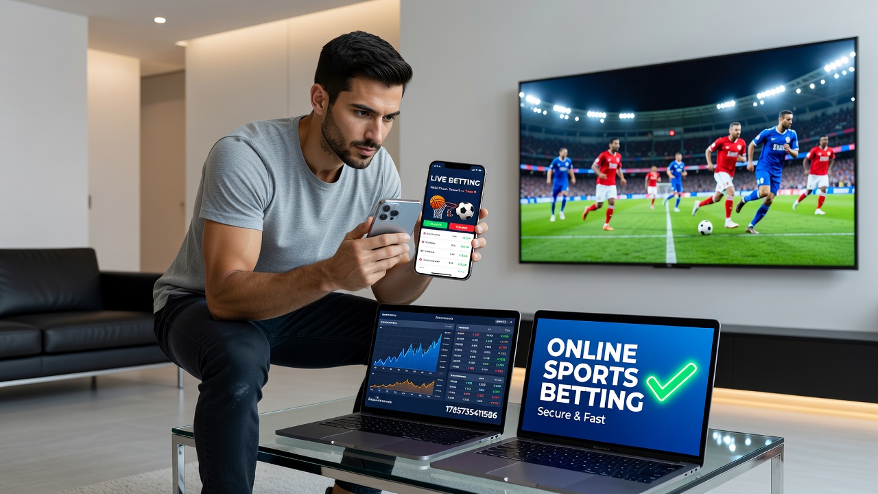 Mobile app interface displaying virtual horse racing and live dealer casino options alongside football betting markets